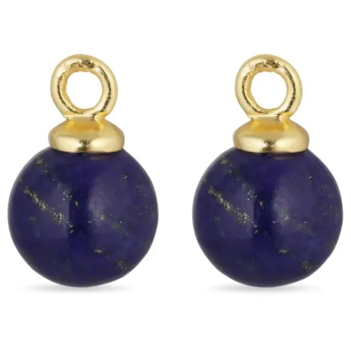 8 mm lapis lazuli vedhæng til øreringe i forgyldt sølv