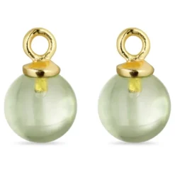 8 mm lysegrøn krystal vedhæng til øreringe i forgyldt sølv