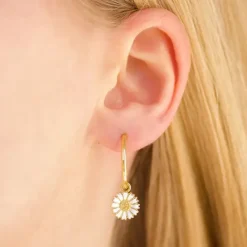 18 mm marguerit creoler i forgyldt sølv - Marie