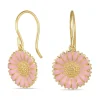 14,5 mm marguerit pink øreringe i forgyldt sølv - Marie