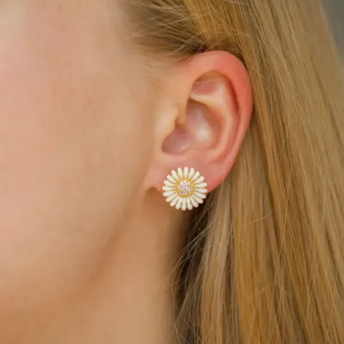14,5 mm marguerit øreringe i forgyldt sølv - Matilda