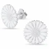 15 mm marguerit øreringe i rhodineret sølv - Marie
