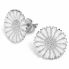 12 mm marguerit øreringe i rhodineret sølv - Marie