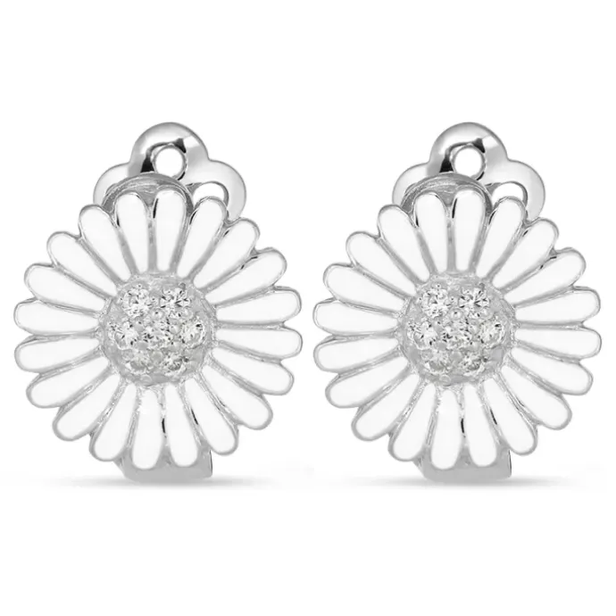 14 mm marguerit øreringe i sølv - Matilda
