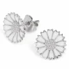 12 mm marguerit ørestikker i rhodineret sølv - Marie