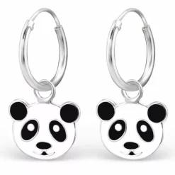 12 mm panda Creoler øreringe i sølv