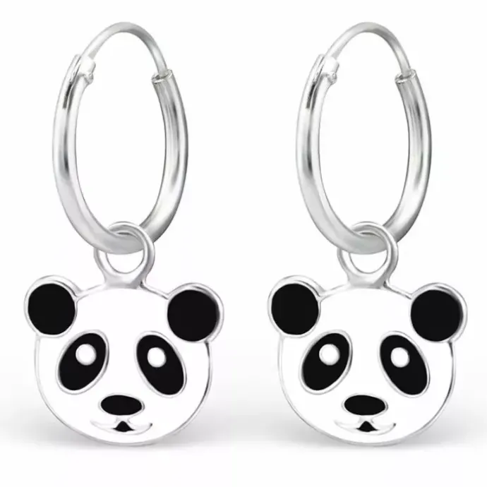 12 mm panda Creoler øreringe i sølv