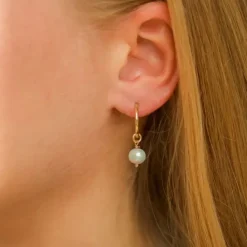 14 mm perle halvcreoler i forgyldt sølv