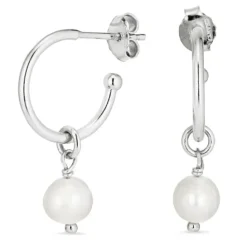 14 mm perle halvcreoler i sølv