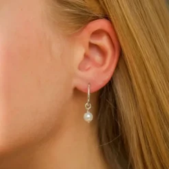 14 mm perle halvcreoler i sølv