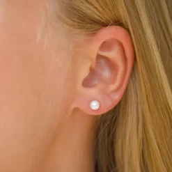 5 mm perle øreringe i 9 karat guld