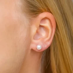 6 mm perle øreringe i 9 karat guld