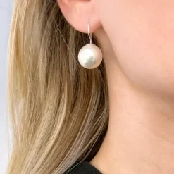 14 mm perle øreringe i sølv