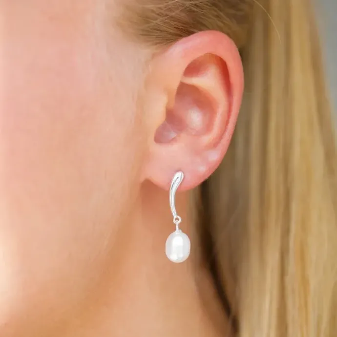 7,5-8 mm perle øreringe i sølv