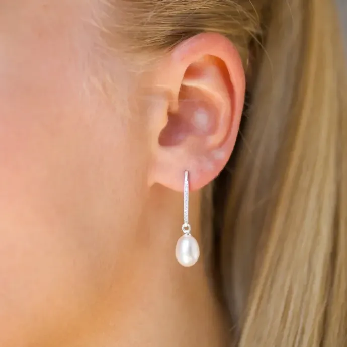 7,5-8 mm perle øreringe i sølv