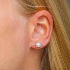 6-6,5 mm perle ørestikker i sølv