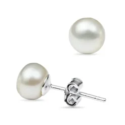7 mm perle ørestikker i sølv