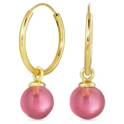 18 mm pink krystal creoler i forgyldt sølv