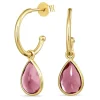 12 mm pink krystal halvcreoler i forgyldt sølv