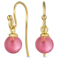 8 mm pink krystal ørekroge i forgyldt sølv