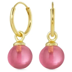 12 mm pink krystal ørekroge i forgyldt sølv