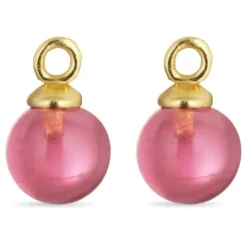 8 mm pink krystal vedhæng til øreringe i forgyldt sølv