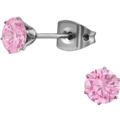 5 mm pink zirkon ørestikker i titanium
