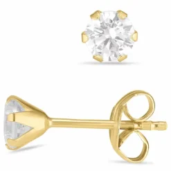4 mm ørestikker i 9 karat guld med zirkoner