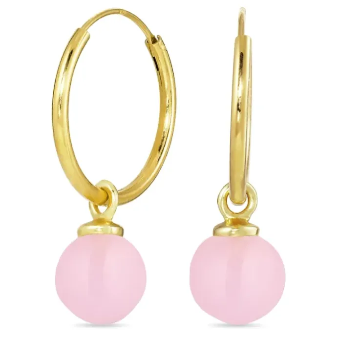 18 mm rosa krystal creoler i forgyldt sølv