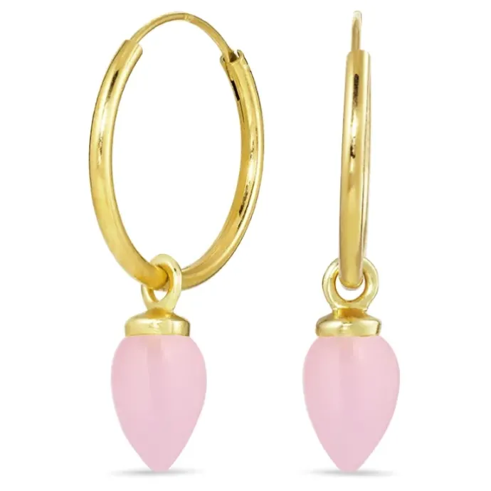 18 mm rosa krystal creoler i forgyldt sølv