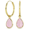 18 mm rosa krystal creoler i forgyldt sølv
