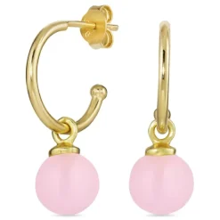 12 mm rosa krystal halvcreoler i forgyldt sølv