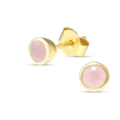 5 mm rosa krystal ørestikker i forgyldt sølv