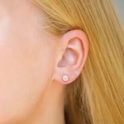5 mm rosa krystal ørestikker i forgyldt sølv
