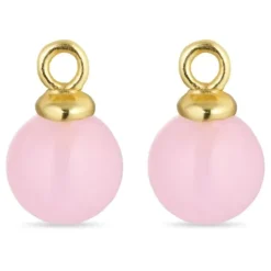 8 mm rosa krystal vedhæng til øreringe i forgyldt sølv