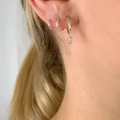 12 mm rosa kvarts creoler i sølv