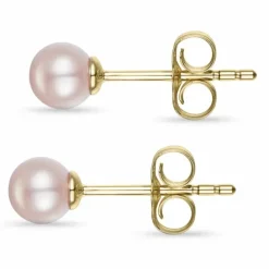 5 mm rosa perleøreringe i 9 karat guld