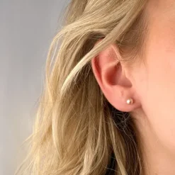 5 mm rosa perleøreringe i 9 karat guld