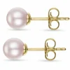 6 mm rosa perleøreringe i 14 karat guld