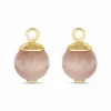 8 mm rosa sun stone vedhæng til øreringe i forgyldt sølv