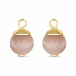 8 mm rosa sun stone vedhæng til øreringe i forgyldt sølv