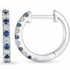 14 mm safir creoler i 14 karat hvidguld med safir og diamant