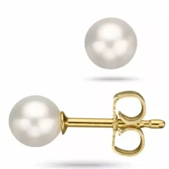 5 mm scrouples perle øreringe i 8 karat guld