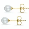 4,5 mm sølv hvid perleøreringe i 14 karat guld