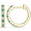14 mm smaragd creoler i 14 karat guld med smaragd og diamant
