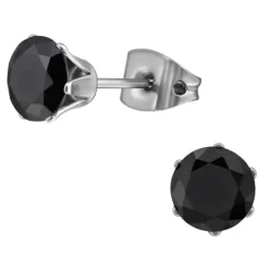 6 mm sort zirkon ørestikker i titanium