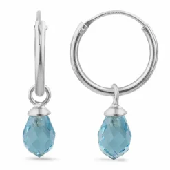 12 mm topas glas creoler i sølv