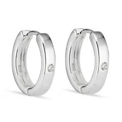 12 mm zirkon creoler i sølv
