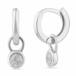 9,5 mm zirkon creoler i sølv