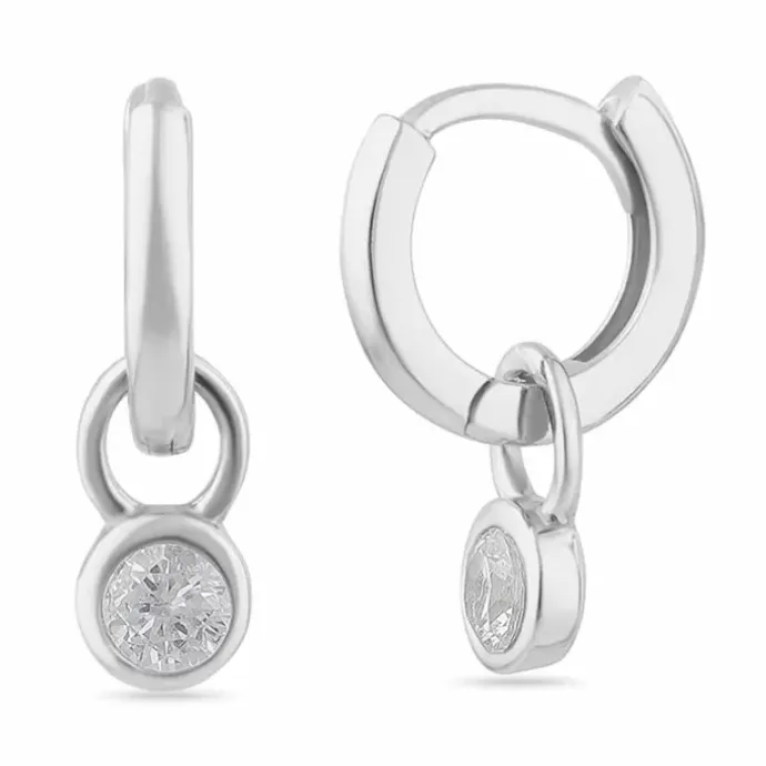 9,5 mm zirkon creoler i sølv
